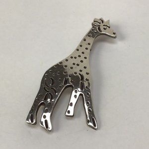 Vintage Sterling Silver Giraffe Brooch Pin Signed